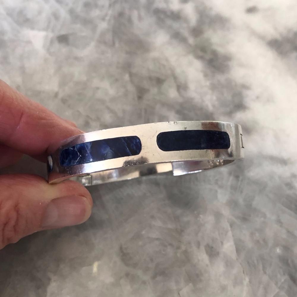 Sterling Silver Blue Inlay Cuff Bracelet